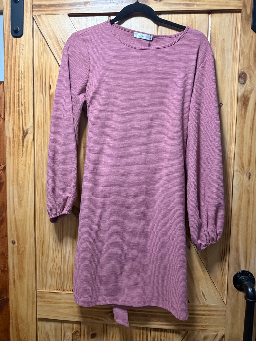 Ribbed Long Sleeve Midi Dress in Dusty Rose